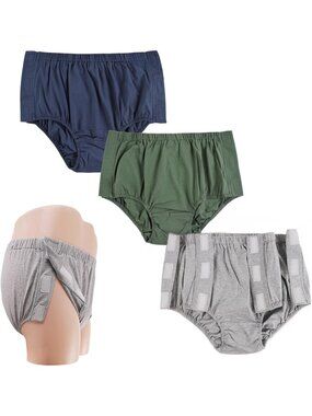 3 Pack Cotton Post Surgery Tear Away Adaptive Underwear Reusable Incontinence M